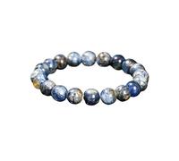 LKDCNUP Pulsera de la suerte, Pulsera de cianita, piedra preciosa azul, cristal redondo, pulsera elástica, cuentas redondas