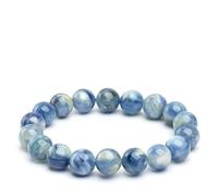LKDCNUP Pulsera de la suerte, Pulsera de cianita, piedra preciosa azul, cristal redondo, pulsera elástica, cuentas redondas