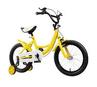 LKHDONG Bicicleta infantil de 16 pulgadas, para niños a partir de 5 - 8 años, bicicleta para niños y niñas, altura ajustable, con ruedas estabilizadoras, frenos delanteros y traseros (amarillo)