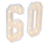 LKHDONG Lámpara LED con números, número de lámparas, 60, números iluminados con 20 bombillas LED, decoración digital, funciona con pilas, decoración de números para cumpleaños, aniversario, fiesta