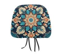 LKHDS Juego de 2 fundas universales para reposacabezas de coche, diseño de mandala vintage, fácil de instalar, transpirables y suaves, para la mayoría de vehículos