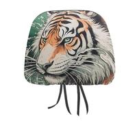 LKHDS Juego de 2 fundas universales para reposacabezas, una funda para reposacabezas de tigre dibujada a mano para coche, fácil de instalar, transpirable y suave, protectores de reposacabezas para la