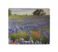 LKHDS Texas Bluebonnets Scenery - Cartera plegable con ventana de identificación, cartera delgada de cuero de fácil acceso para hombres y mujeres