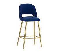 LKHGTR Taburos de Bar Altura del Bar de la Altura nórdica con Taburete de salón de Cocina de Soporte de Respaldo, tapizado de Terciopelo, Pierna de Metal Dorada, máx. Cargar 200 kg -