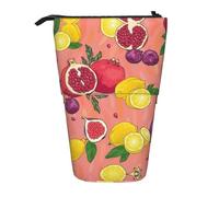 LKHVGY Estuche telescópico con estampado de frutas exóticas, bolsa de papelería de pie, soporte retráctil para bolígrafos con cremallera, Como se muestra en la imagen, Talla única, Estuche telescópico
