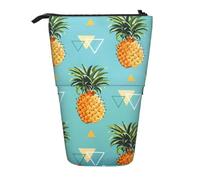 LKHVGY Estuche telescópico con estampado de piña de frutas tropicales, bolsa de papelería de pie, soporte retráctil para bolígrafos con cremallera, Como se muestra en la imagen, Talla única, Estuche