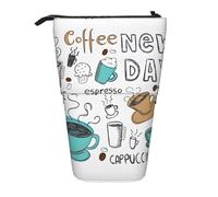 LKHVGY Music Sound Wave - Estuche telescópico multifuncional para lápices, organizador de oficina, caja de almacenamiento para bolígrafos, Café delicioso, Talla única, Estuche telescópico