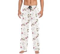 LKHVGY Pantalones de pijama de algodón para hombre, suaves, cómodos, para dormir y descansar, con bolsillos, Bandera de corazón de bulldog inglés, S