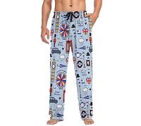 LKHVGY Pantalones de pijama para hombre, súper suaves, retro, inglés, londres, para dormir, descansar, pantalones de pijama con bolsillos, Como se muestra en la imagen, XL