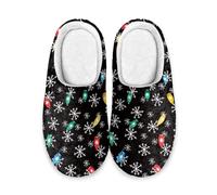 LKHVGY Pantuflas de algodón para mujer y hombre, para primavera, invierno, suaves, ligeras, para interiores y exteriores, Luz de copo de nieve de Navidad, 39/40 EU