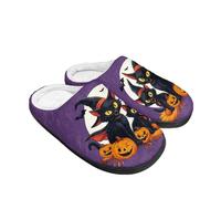 LKHVGY Pantuflas de Halloween unisex para adultos, cálidas, para dormitorio, cómodas, para mujeres y hombres, Witch S Hat Cat Pumpkin, 39/40 EU