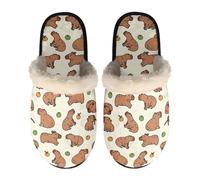 LKHVGY Pantuflas de interior para mujer, zapatos de casa, ligeras, de felpa, suela antideslizante, XS-XL, regalos de Navidad y Halloween, Capy Bara Beige, Small Narrow