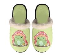 LKHVGY Pantuflas para mujer y hombre, zapatos de casa, cálidas, informales, para interiores, hotel, zapatos planos, Caracol de seta de rana, X-Small X-Narrow
