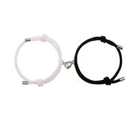 LKingel 2 pulseras para parejas, pulseras de amor eterno, voto, amor, mejores amigos, trenzadas, elásticas, para el día de San Valentín, para hombres y mujeres, L, Platino aleado, No es una piedra
