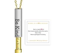 LKingel Be Kind of A B - Collares para mujer, collar de acero inoxidable grabado, collar con colgante de palo cuboide vertical, collar con colgante de mensaje oculto, joyería de amistad, regalos para