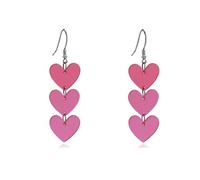 LKingel Pendientes de corazón para mujer, aretes colgantes de corazón rosa, aretes acrílicos de triple corazón, aretes de tuerca rosa intenso, aretes de corazón de conversación, día de San Valentín