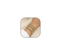 LKingel Pulsera de cuentas de oro para mujer, chapada en oro de 14 quilates, apilable, estilo bohemio, elástica, ajustable, apilable, para regalo de joyería de graduación, L, 6, No es una piedra