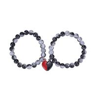 LKingel Pulseras de cuentas para parejas, pulseras a juego, pulseras elásticas con cuentas de sol y corazón, pulsera con dije de corazón para mejores amigos para siempre, L, Cuentas, No es una piedra