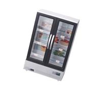 LKIRYUF Pequeño refrigerador con Puertas Transparentes, Silver | Muebles de juego de simulación transparentes para habitaciones de simulación, aparato de juguete de doble puerta