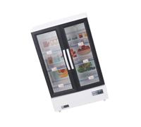 LKIRYUF Pequeño refrigerador con Puertas Transparentes, White | Muebles de juego de simulación transparentes para habitaciones de simulación, aparato de juguete de doble puerta