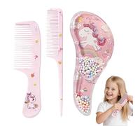 LKJAUOZ 3 cepillos de pelo para niños, diseño de unicornio, Cepillo rompedor de nudos para cabello húmedo, seco, fino, grueso y de niños pequeños