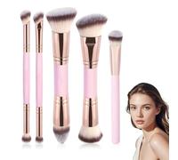 LKJAUOZ 5 Dual Brochas de Maquillaje, Brochas de Maquillaje, Cepillos Aplicadores Facialesl, Brocha Colorete y Corrector Ojeras, Ideal Crema,En Polvo o Líquido