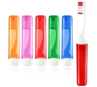 LKJAUOZ 5 Piezas Cepillos de Dientes de Viaje Plegables, Cepillo Dental Portátil con Cerdas Suaves para Adultos y Niños, Varios Colores