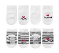 LKJAUOZ Calcetines Antideslizantes Bebe de 0-6 meses 2 pares, calcetines bebe de algodón antideslizantes, LOVE MAMA and PAPA, calcetines antideslizantes regalos de bebé para nacimiento niño niña