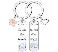 LKJHGF Regalo Anuncio de Embarazo Papi y Abuelita Llavero 2 Piezas Llaveros Regalos Navidad Regalo Futuro Gran Padre Abuelo Anuncio Embarazo Original Gran Padre Abuelita Abuelo Nacimiento Sorpresa (,