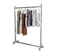 Lkjpo Perchero Acero Inoxidable Plateado Perchero con Ruedas, Perchero De Ropa De Un Solo Riel para Dormitorio Sala De Estar, Tarea Pesada Estante De Ropa， Gran Capacidad Perchero(Size:150X40X155CM)
