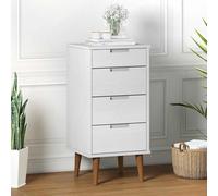 LKJVFCPW Cajonera de madera de pino maciza blanca, cómoda para dormitorio, pasillo o sala de estar, armario compacto con 4 cajones de estilo escandinavo, 15.7 x 13.8 x 32.3 pulgadas