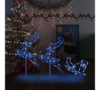 LKJVFCPW Decoración navideña LED de reno con trineo, figura luminosa de 102,4 pulgadas para interior y exterior, 72 ledes azules, 8 modos de luz, iluminación navideña acrílica para jardín y sala de