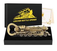 LKKCHER Abrebotellas de locomotora de vapor, regalos de cumpleaños y padres para hombres, mujeres y novio, regalos de cerveza de plata oscura para los fanáticos del tren de vapor
