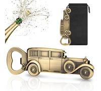 LKKCHER Abridor de botellas de coche, regalos clásicos de coche para hombres, cumpleaños, día del padre, regalos de Navidad para hombres, papá, abuelo, accesorios de cerveza vintage, bronce con bolsa