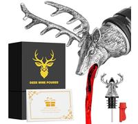 LKKCHER Vertedor y tapón para botella de vino con cabeza de ciervo, regalos de cumpleaños, regalos de caza para cazadores, hombres, papás, vertedores de botellas de licor para alcohol y espíritus
