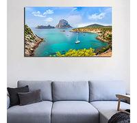 LKLKLK Paisaje sobre Lienzo,isla de Ibiza Impresión de cuadro de paisaje en lienzo,Cuadro de arte de pared de lienzo 50x85cm(20x34in) Sin marco