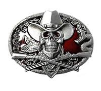 LKMY Hebilla de cinturón de calavera 3D para hombres y mujeres, calavera de mago de estilo indio americano, rosso