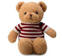 LKNBIF Osito de Peluche Piel Suave 30 cm Osito de Peluche con Capucha Estampado de Patas Juguete de Peluche Juguete de Peluche Regalo (Raya)