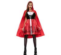 LKOIVNED Disfraz Caperucita Roja Mujer y Capa con Capucha, Disfraces Halloween Adulto Vestido Caperucita Roja para Halloween Navidad Carnaval Cosplay Fiesta Vestido de Cuento de Hadas Disfraz (L)