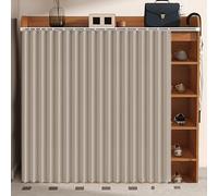 LKPMGOA Cortina Cocina, Cortinas de Armario Cortas Antipolvo, Cortina Armario sin Taladros, Que Brindan Privacidad y Son Ideales para Estantes Abiertos(Light Brown,100x100cm/39x39in)