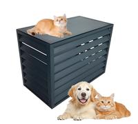 LKPMGOA Cubierta de Aire Acondicionado, Cubre Aire Acondicionado Exterior de Aleación de Aluminio Funda Aire, con Protección Antirrobo y Reducción de Ruido(Grey,100cm)