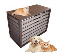 LKPMGOA Cubierta de Aire Acondicionado, Cubre Aire Acondicionado Exterior de Aleación de Aluminio Funda Aire, con Protección Antirrobo y Reducción de Ruido(Brown,100cm)