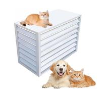 LKPMGOA Cubierta de Aire Acondicionado, Cubre Aire Acondicionado Exterior de Aleación de Aluminio Funda Aire, con Protección Antirrobo y Reducción de Ruido(White,100cm)