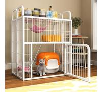 LKPMGOA Jaulas para Gatos de Interior, Corral para Gatos, Recinto de Metal para Gatos, Cerradura de Puerta Engrosada(White,78x55x100cm)