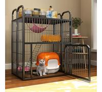 LKPMGOA Jaulas para Gatos de Interior, Corral para Gatos, Recinto de Metal para Gatos, Cerradura de Puerta Engrosada(Black,78x55x100cm)