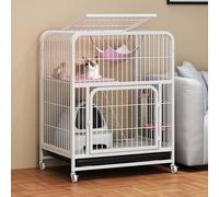 LKPMGOA Jaulaspara Gatos de Interior Grandes, Jaula de Rejilla de Alambre de Metal para Bricolaje, con Cerradura de Puerta, Tapete de Malla Encriptado(White,78x55x100cm)