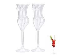 LKPOMI 2 vasos de cóctel con forma de cuerpo para mujer, vasos de cristal transparente de 6 onzas, copas de vino, copas de champán para el hogar, bar, fiesta (2 unidades)