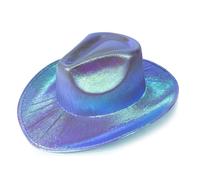 LKQBBSZ Sombrero de vaquero espacial con purpurina divertido metálico holográfico para fiesta, discoteca, sombrero de vaquera (morado)