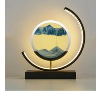 LKQTNDA Lámpara de Arena con luz y Movimiento, lámpara de Arena Redonda en 3 Colores, para Escritorio, Dormitorio, Sala de Estar y Oficina,BlackFrame-Blue