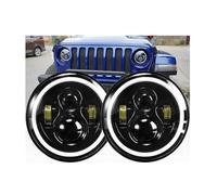 LKRGBXA Faros Delanteros 2 Piezas Para Jeep Para Wrangler 1997-2010 2011 2012 2013 2014 2015 12V 24V Faros Delanteros LED 7 Pulgadas DRL H4 Hi-Lo Con Halo Angel Eyes Faro Principale Fari